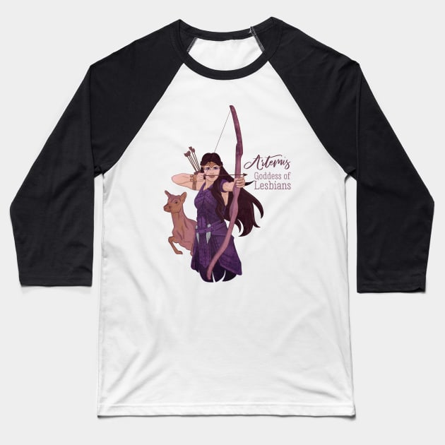 Artemis, Goddess of Lesbians Baseball T-Shirt by polliadesign